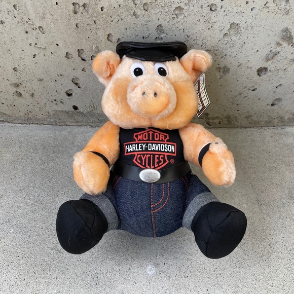 Vintage Harley Davidson Pig Plush Stuffed Animal Toy - Picture 8 of 8
